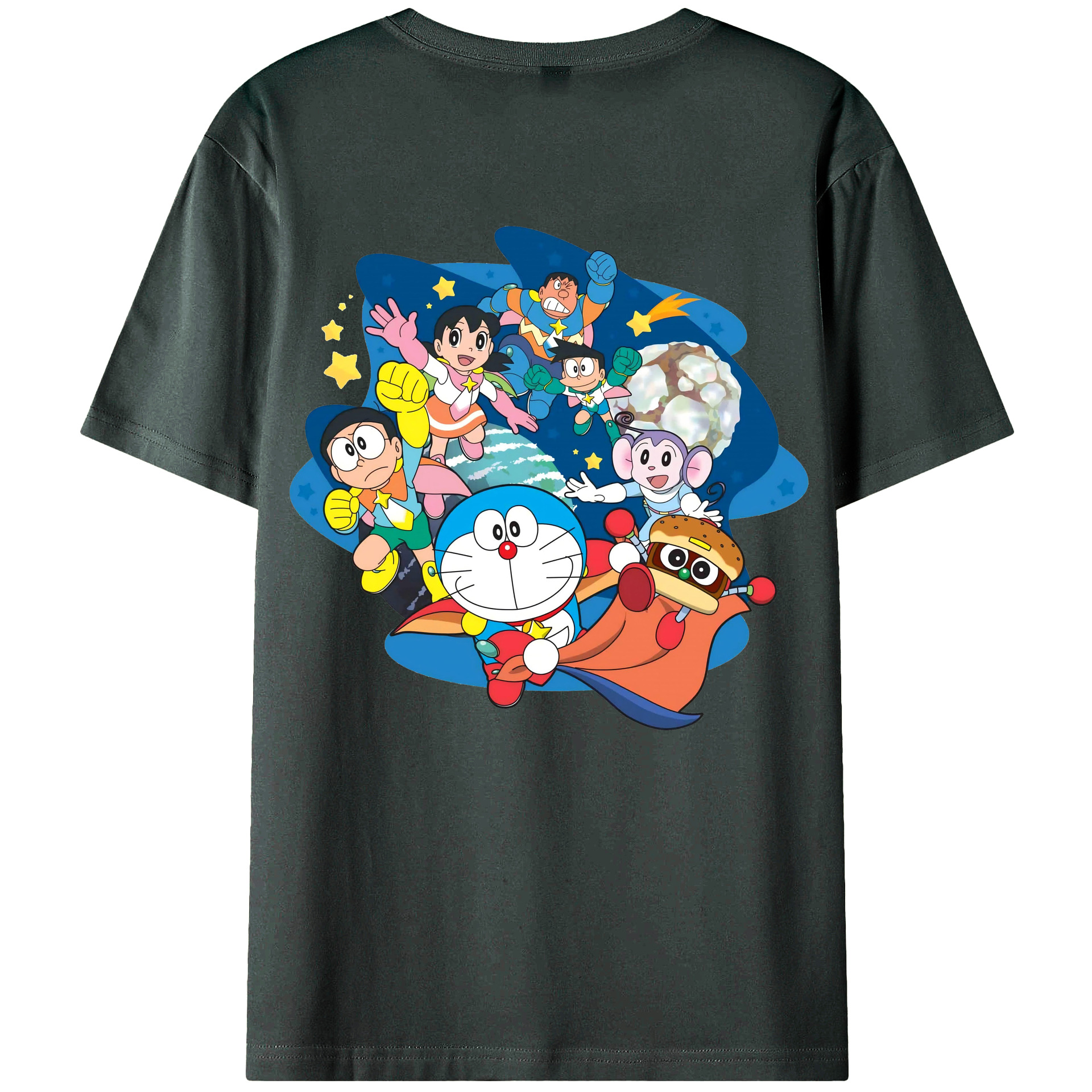 （画像用） ドラえもん Doraemon 綿100％ メンズ半袖Tシャツ（バックプリント） 通気性